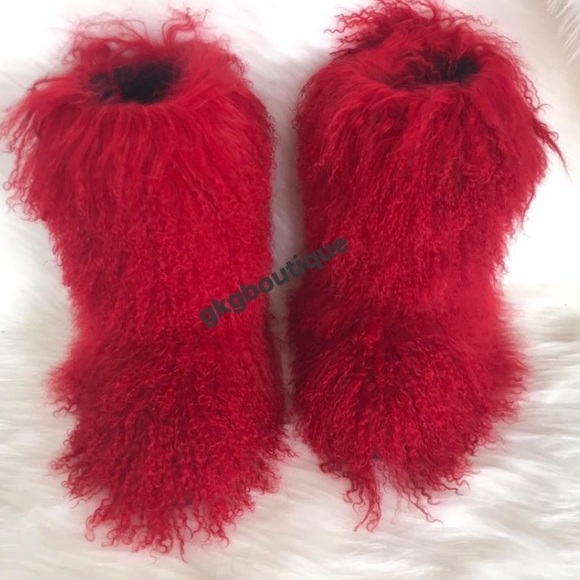 Red Real Furry Women's Boots sizes 7.5 8